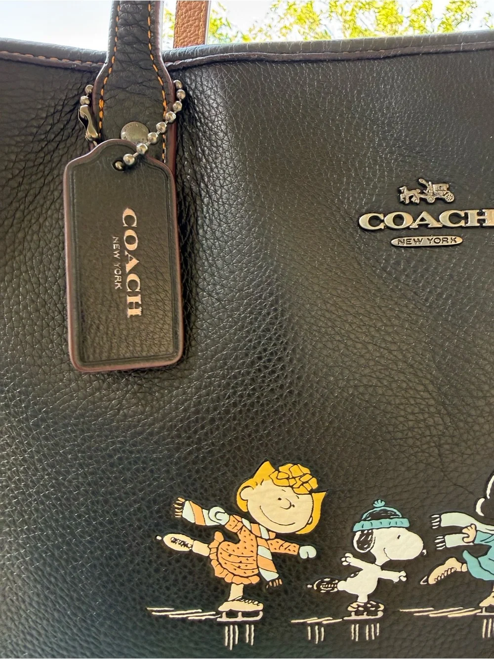 Coach Black Peanuts Character Leather Tote
